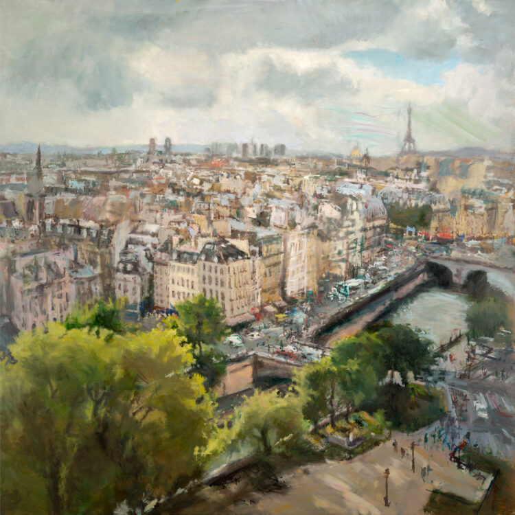ParisinSpringtime, 60 x 60 inches, oil on canvas, 2019