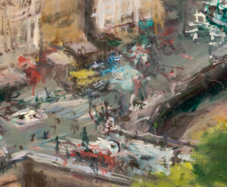 Paris in Springtime (detail(, 60 x 60 inches, oil on panel, 2019, $10,000