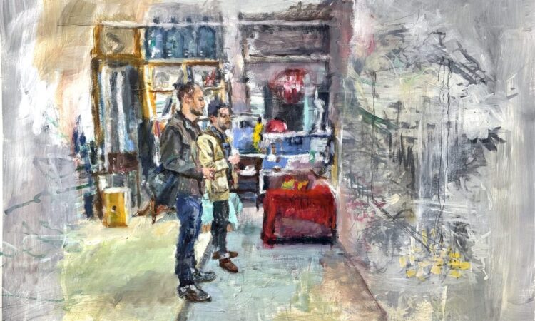 Contemplation, 22 x 30 inches, oil, acrylic, pencil, ink, paper, 2025   unframed   $2450